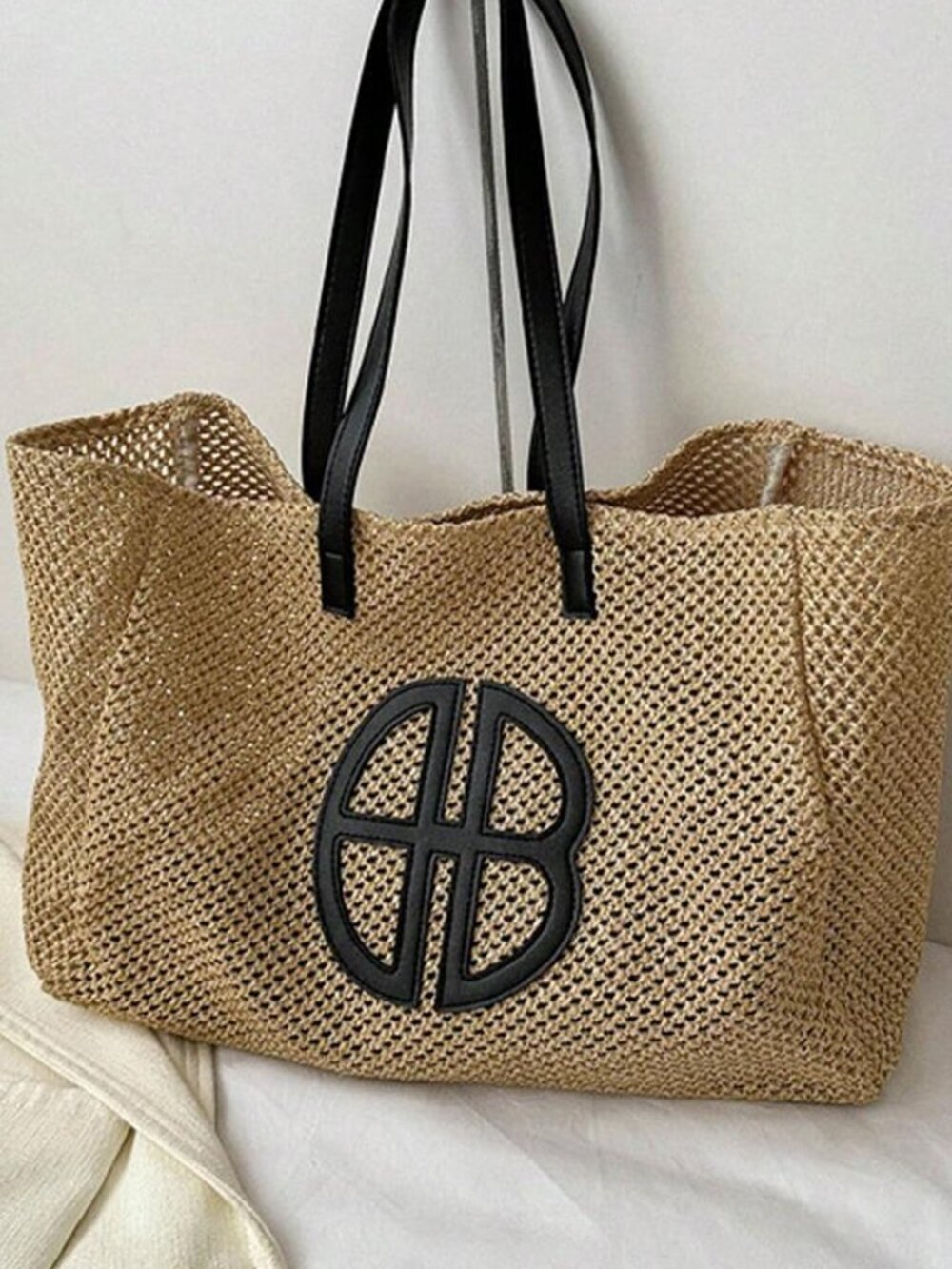 Large Capacity Straw Beach Bag Shoulder Bag Handbag Summer Vacations,